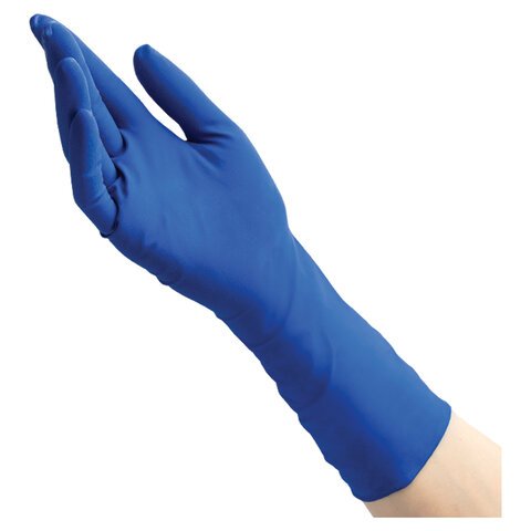Перчатки латексные смотровые 25 пар (50 шт.), размер XL (очень большой), синие, BENOVY High Risk, -