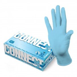 Перчатки смотровые нитриловые CONNECT, голубые, 50 пар (100 штук), размер XL (очень большие), -