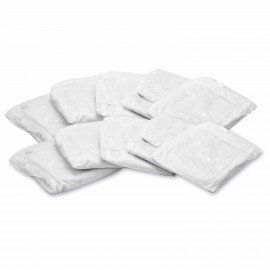 Халат одноразовый белый на кнопках КОМПЛЕКТ 10 шт., XL, 52-54 размер, 110 см, рукав на резинке, 30 г/м2, ОПТИТРЕЙД