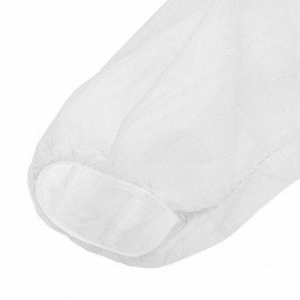 Халат одноразовый белый на кнопках КОМПЛЕКТ 10 шт., XL, 52-54 размер, 110 см, рукав на резинке, 30 г/м2, ОПТИТРЕЙД