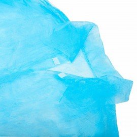 Халат одноразовый голубой на липучках КОМПЛЕКТ 10 шт., XXXL, 60-62 размер, 110 см, рукав на резинке, 30 г/м2, ОПТИТРЕЙД