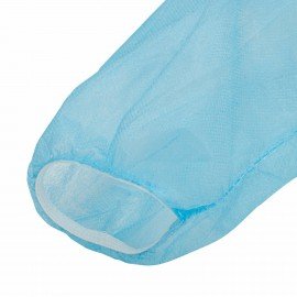 Халат одноразовый голубой на липучках КОМПЛЕКТ 10 шт., XXXL, 60-62 размер, 110 см, рукав на резинке, 30 г/м2, ОПТИТРЕЙД