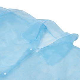 Халат одноразовый голубой на кнопках КОМПЛЕКТ 10 шт., XXL, 56-58 размер, 110 см, рукав на резинке, 20 г/м2, СНАБЛАЙН