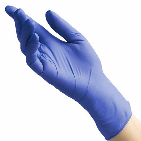 Перчатки нитриловые смотровые 50 пар (100 шт.), размер S (малый), сиренево-голубые, BENOVY MultiColor