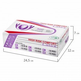 Перчатки латексные смотровые, особо прочные, SFM HIGH RISK COMFORT, 25 пар (50 штук), размер S (малый)