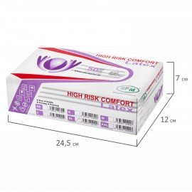 Перчатки латексные смотровые, особо прочные, SFM HIGH RISK COMFORT, 25 пар (50 штук), размер XL (очень большой)