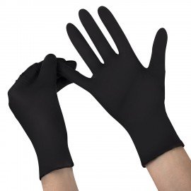 Перчатки нитриловые смотровые SFM Supersoft N136, 100 пар (200 шт.), размер L (большой), черные