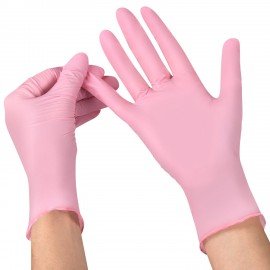 Перчатки нитриловые смотровые SFM Supersoft PINK, 100 пар (200 шт.), размер M (средний), розовые