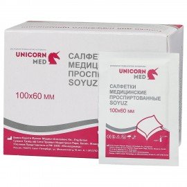 Спиртовые салфетки антисептические 60х100мм КОМПЛЕКТ 100шт., SOYUZ, короб, СП11-13
