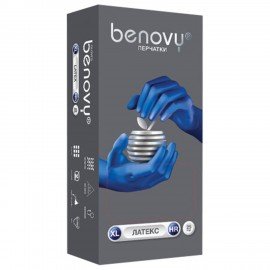 Перчатки латексные смотровые 25 пар (50шт) прочные р.XL (очень большой) BENOVY High Risk, ЧЗ, шк1981