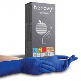 Перчатки латексные смотровые 25 пар (50шт) прочные размер L (большой) BENOVY High Risk, ЧЗ, шк1974