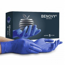 Перчатки нитриловые смотровые 50 пар (100шт) р-р S (малый) сиреневые BENOVY MultiColor, ЧЗ, шк2643