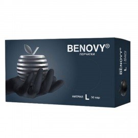 Перчатки нитриловые смотровые 50 пар (100шт) размер L (большой) черные BENOVY MultiCo