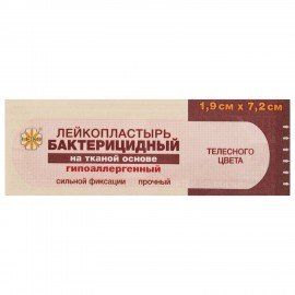 Лейкопластырь бактерицидный 1,9х7,2 см телесного цвета на тканевой основе, LEIKO ш/к 43012, 213175