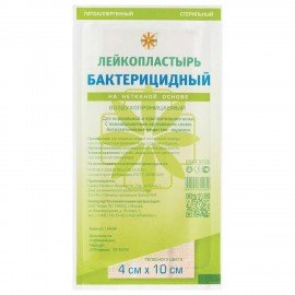 Лейкопластырь бактерицидный 4х10 см телесного цвета на нетканой основе, LEIKO ш/к 40950, 213873