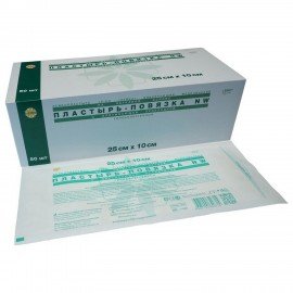 Пластырь-повязка 10х25 см LEIKO КОМПЛЕКТ 50 шт., нетканая основа c подушечкой ш/к 40721, 113868