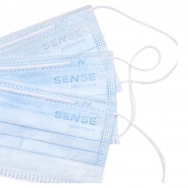 Маски медицинские SENSE одноразовые КОМПЛЕКТ 50 штук п/э, 3-х слойные мелтблаун, голубые
