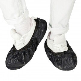 Бахилы двойные КОМПЛЕКТ 500шт (250пар) STRONG, 39х14см, 100мкм, 10г, черные, ELEGREEN, ЭГЦЧ-100/Н20