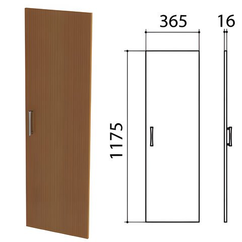 Дверь ЛДСП средняя "Монолит", 365х16х1175 мм, цвет орех гварнери, ДМ42.3