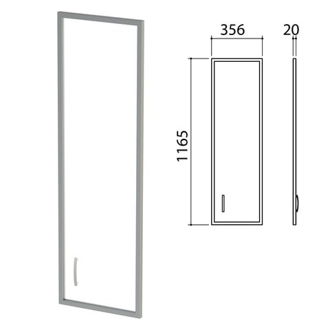 Дверь СТЕКЛО в алюминиевой рамке "Приоритет", правая, 356х20х1165 мм, БЕЗ ФУРНИТУРЫ, К-940