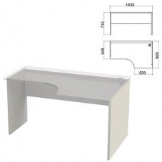 Каркас стола эргономичного "Этюд", 1400х900х750 мм, правый, серый, 401669-03