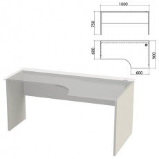 Каркас стола эргономичного "Этюд", 1600х900х750 мм, правый, серый, 401673-03