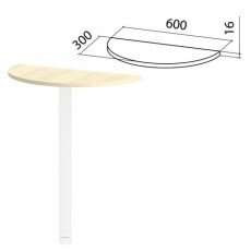 Стол приставной полукруг "Канц", 600х300х750 мм, БЕЗ ОПОРЫ, цвет дуб молочный, ПК35.15