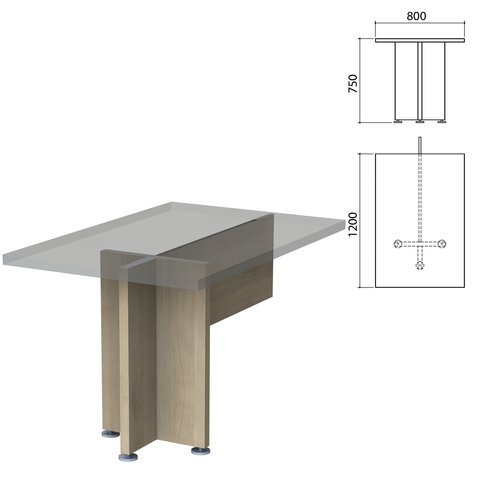 Каркас стола приставного "Приоритет" (800х1200х750 мм), кронберг, К-918, К-918 кронберг