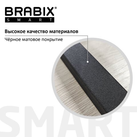 Стол BRABIX "Smart CD-013", 600х420х745-860 мм, ЛОФТ, регулируемый, колеса, металл/ЛДСП дуб, каркас черный, 641882