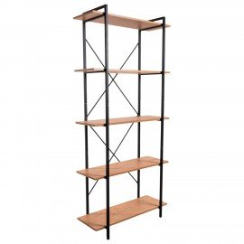 Стеллаж BRABIX "SMART SH-004", 790х360х1950 мм, ЛОФТ, 5 полок, металл/ЛДСП бунратти, каркас черный, 641944