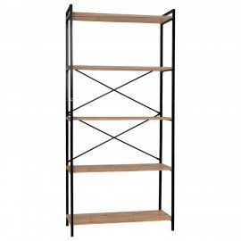 Стеллаж BRABIX "SMART SH-004", 790х360х1950 мм, ЛОФТ, 5 полок, металл/ЛДСП бунратти, каркас черный, 641944