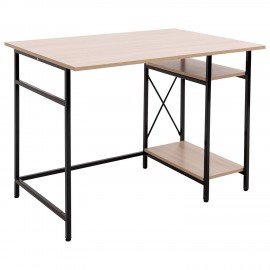 Стол BRABIX "SMART CD-018", 1100х600х765 мм, ЛОФТ, 2 полки, металл/ЛДСП ясень шимо светлый, каркас черный, 641945
