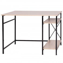 Стол BRABIX "SMART CD-018", 1100х600х765 мм, ЛОФТ, 2 полки, металл/ЛДСП ясень шимо светлый, каркас черный, 641945