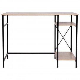 Стол BRABIX "SMART CD-018", 1100х600х765 мм, ЛОФТ, 2 полки, металл/ЛДСП ясень шимо светлый, каркас черный, 641945