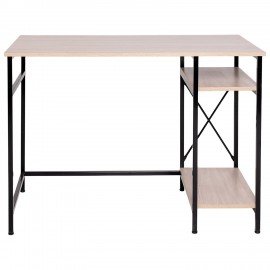 Стол BRABIX "SMART CD-018", 1100х600х765 мм, ЛОФТ, 2 полки, металл/ЛДСП ясень шимо светлый, каркас черный, 641945