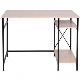 Стол BRABIX "SMART CD-018", 1100х600х765 мм, ЛОФТ, 2 полки, металл/ЛДСП ясень шимо светлый, каркас черный, 641945