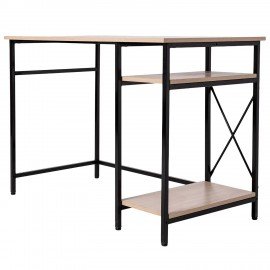 Стол BRABIX "SMART CD-018", 1100х600х765 мм, ЛОФТ, 2 полки, металл/ЛДСП ясень шимо светлый, каркас черный, 641945