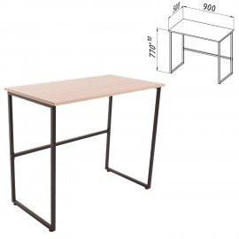 Стол BRABIX "SMART CD-020", 900х500х770 мм, ЛОФТ, металл/ЛДСП ясень шимо светлый, каркас черный, 641949