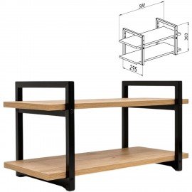 Полка BRABIX "SMART WS-002", 580х290х300 мм, ЛОФТ, 2 полки, металл/ЛДСП бунратти, 641952