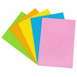 Пористая резина/фоамиран А4, 2 мм, 5 листов, 5 цветов, пастельные цвета, блестки, ОСТРОВ СОКРОВИЩ, 660077