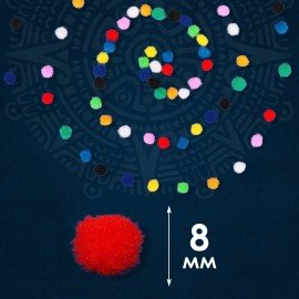 Помпоны для творчества, 10 цветов, 8 мм, 60 шт., ОСТРОВ СОКРОВИЩ, 661422