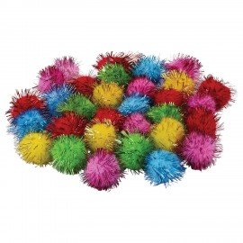 Помпоны для творчества, блестящие, 5 цветов, 25 мм, 30 шт., ОСТРОВ СОКРОВИЩ, 661425