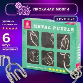 Головоломки металлические ЗОЛОТАЯ СКАЗКА (уровень сложности "ПРОФИ"), набор 6 штук, 662090