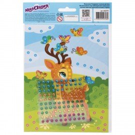 Набор для творчества "Аппликация из страз самоклеящаяся", "Оленёнок", 20х15 см, ЮНЛАНДИЯ, 662374