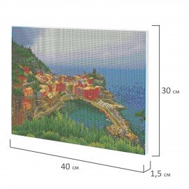 Картина стразами (алмазная мозаика) 30х40 см, ОСТРОВ СОКРОВИЩ "Прибрежный городок", на подрамнике, 662421