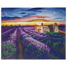 Картина стразами (алмазная мозаика) 40х50 см, ОСТРОВ СОКРОВИЩ "Лавандовое поле", на подрамнике, 662426