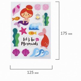 Наклейки из EVA "Русалки", 15 штук, ассорти, 13х21 см, ЮНЛАНДИЯ, 662681