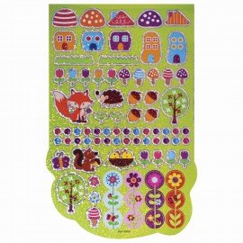 Альбом со сверкающими наклейками "Лесные зверушки", 4 листа, более 250 шт., склейка, ЮНЛАНДИЯ, 662695