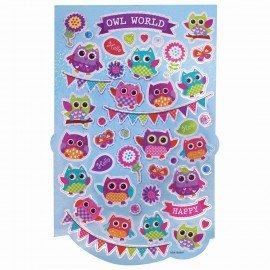 Альбом со сверкающими наклейками "Совята", 4 листа, более 250 шт., склейка, ЮНЛАНДИЯ, 662696