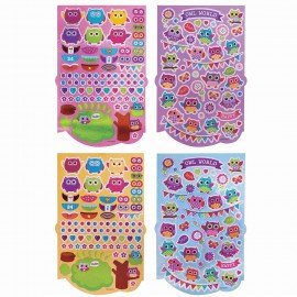 Альбом со сверкающими наклейками "Совята", 4 листа, более 250 шт., склейка, ЮНЛАНДИЯ, 662696